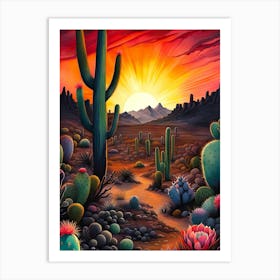 Sunset In The Desert Art Print