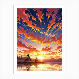 Sunset Over Lake Art Print