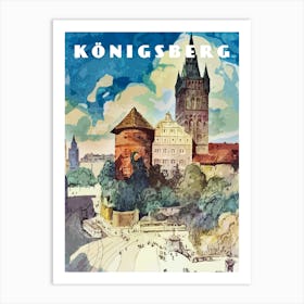 Konigsberg, Prussia, Germany — Retro travel minimalist art poster 1 Art Print