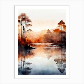 Watercolor Of Autumn Trees Art Print