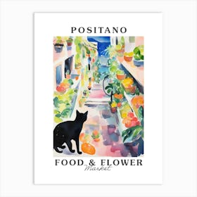 Food Market With Cats In Positano 1 Poster Art Print