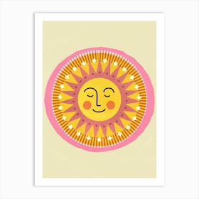 Sleeping Sun Face On Cream Art Print