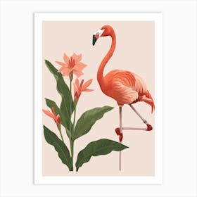 Jamess Flamingo And Canna Lily Minimalist Illustration 3 Art Print