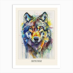 Arctic Wolf Colourful Watercolour 4 Poster Art Print