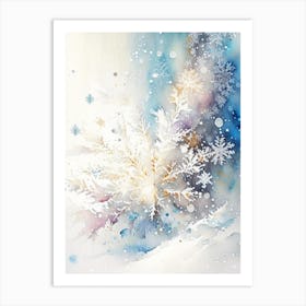 Falling, Snowflakes, Storybook Watercolours 3 Art Print