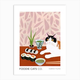 Foodie Cats Co Cat And Sushi 3 Art Print