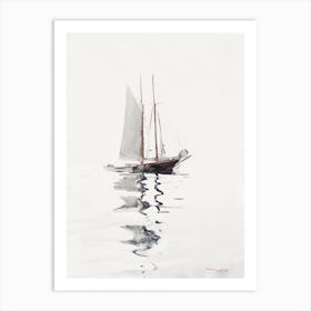 Two–Masted Schooner With Dory, Winslow Homer Art Print