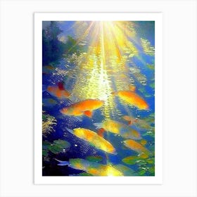 Kawarimono Ogon Koi Fish Monet Style Classic Painting Art Print