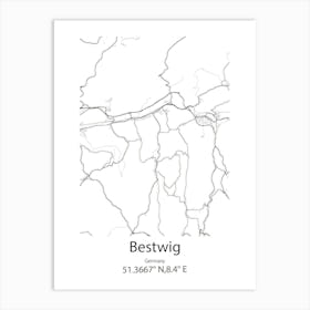 Bestwig,Germany Minimalist Map Art Print