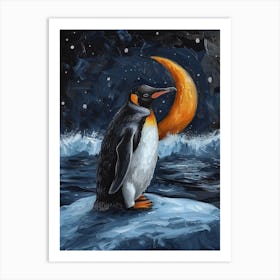 Adlie Penguin Half Moon Island Oil Painting 4 Art Print