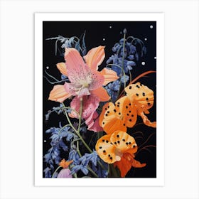 Surreal Florals Larkspur 3 Flower Painting Art Print