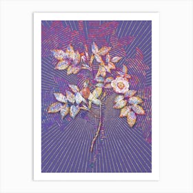 Geometric Mountain Rose Bloom Mosaic Botanical Art on Veri Peri Art Print