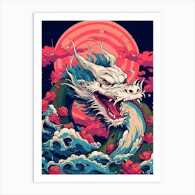 Dragon Retro Pop Art Style 8 Art Print