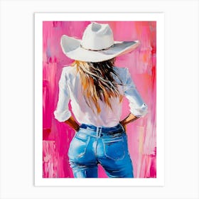 Cowgirl In Blue Jeans Art Print