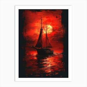 Sailboat At Sunset Art Print