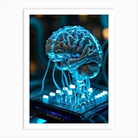 Cybernetic Brain Circuit Infused With Futuristic Design Bioluminescent Neural Pathways Intertwine (7) Art Print