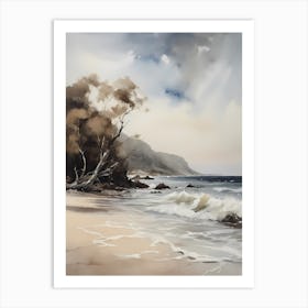 Vintage Neutral Beach Painting (25) Art Print