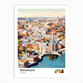 Stockholm, Sweden, Geometric Illustration 1 Poster Art Print
