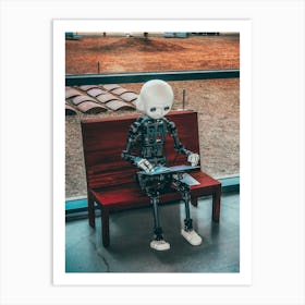 Robot Sitting On A Bench Art Print