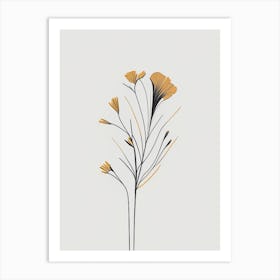 Flax Floral Minimal Line Drawing 1 Flower Art Print