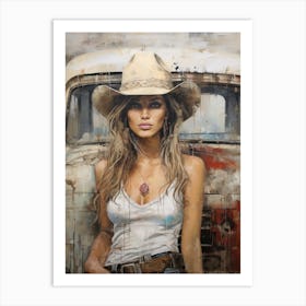 Farm Cowgirl Vintage 2 Art Print