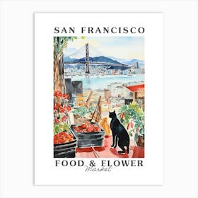 Food Market With Cats In San Francisco 1 Poster Art Print