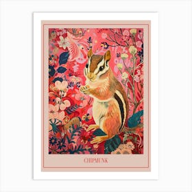Floral Animal Painting Chipmunk 3 Poster Art Print