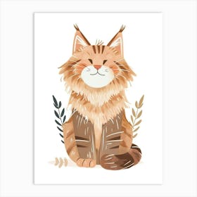 Maine Coon Cat Clipart Illustration 4 Art Print