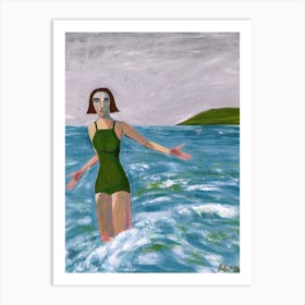 Vintage Swimming Woman Art Print