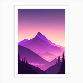 Misty Mountains Vertical Composition In Purple Tone 19 Art Print