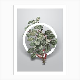 Vintage Carob Tree Minimalist Floral Geometric Circle on Soft Gray n.0338 Art Print