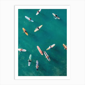 Aerial View Of Surfers Art Print