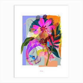 Phlox 1 Neon Flower Collage Poster Art Print