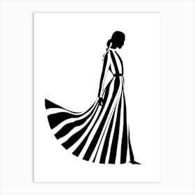 Woman In Striped Dress Art Print