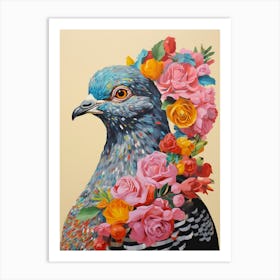 Bird With A Flower Crown Pigeon 2 Art Print