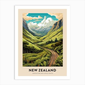 Greenstone And Caples Tracks New Zealand 2 Vintage Hiking Travel Poster Art Print