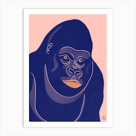 Gorilla With Orange Background Art Print