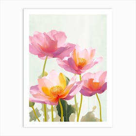 Lotus Flowers Acrylic Painting In Pastel Colours 8 Art Print