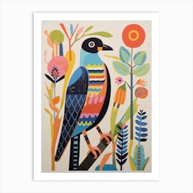 Colourful Scandi Bird Harrier 3 Art Print