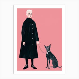 Girl And Her Dog 3 Art Print