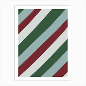 Festive Christmas Stripes Red Green Art Print