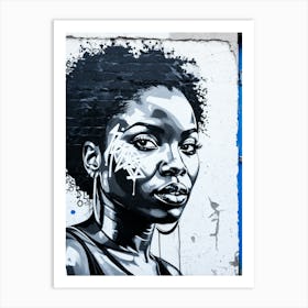 Graffiti Mural Of Beautiful Black Woman 250 Art Print