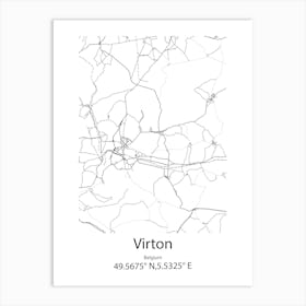 Virton,Belgium Minimalist Map Art Print