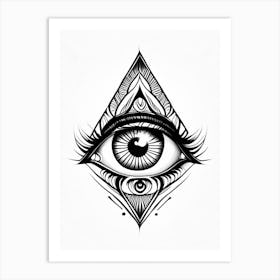 Consciousness, Symbol, Third Eye Simple Black & White Illustration 5 Art Print