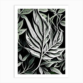 Lemon Verbena Leaf Linocut 1 Art Print