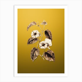 Gold Botanical Hoary Jacquemontia Flower on Mango Yellow n.3489 Art Print