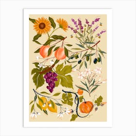Mediterranean Botanical Pattern Art Print