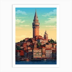 Galata Tower Pixel Art 7 Art Print