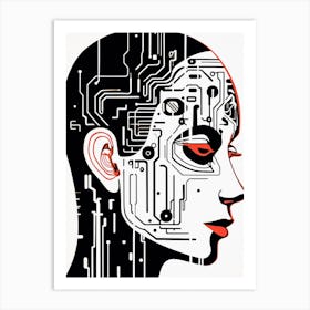 Cyber Lines Face Profile Art Print