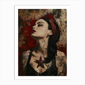 Tattooed Woman - vintage portrait retro Art Print